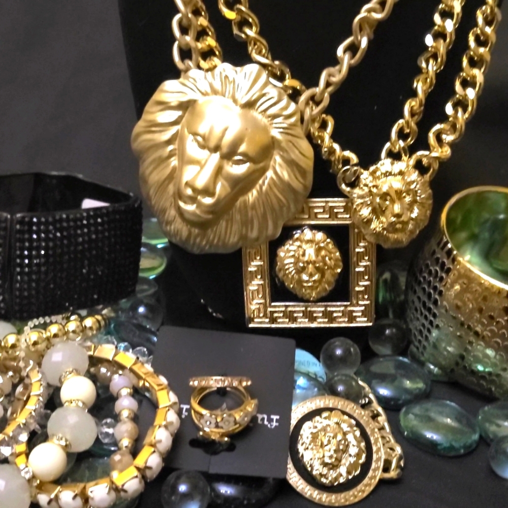 [LOT] Lionhead necklaces w/bangles & rings also lead nickel cadmium compliant